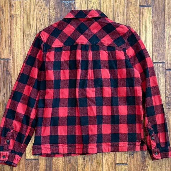 J. Crew Sweater Womens Small Red Plaid 1/2 Button Pullover Shacket Pockets - Picture 2 of 7